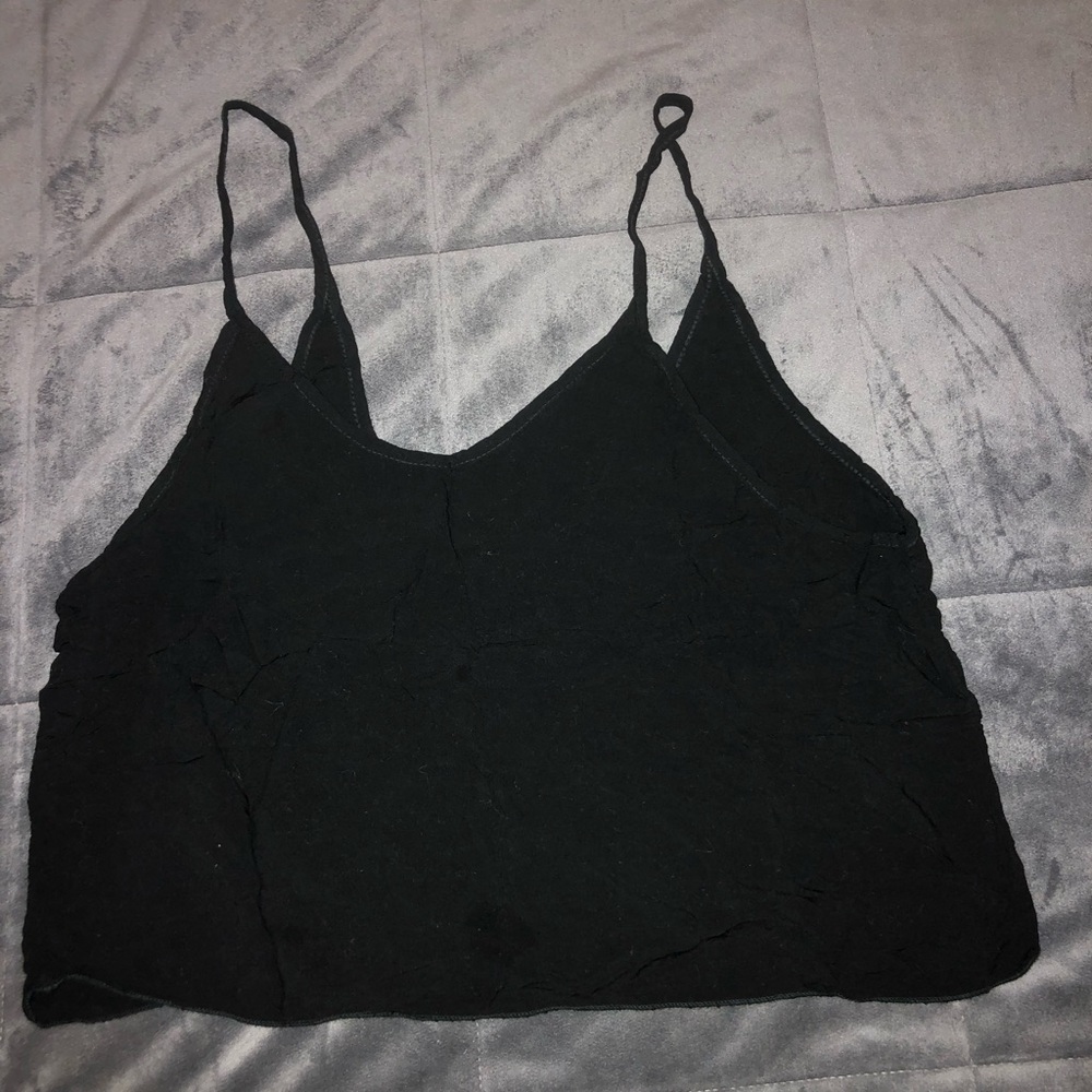 Black flowy cropped tank